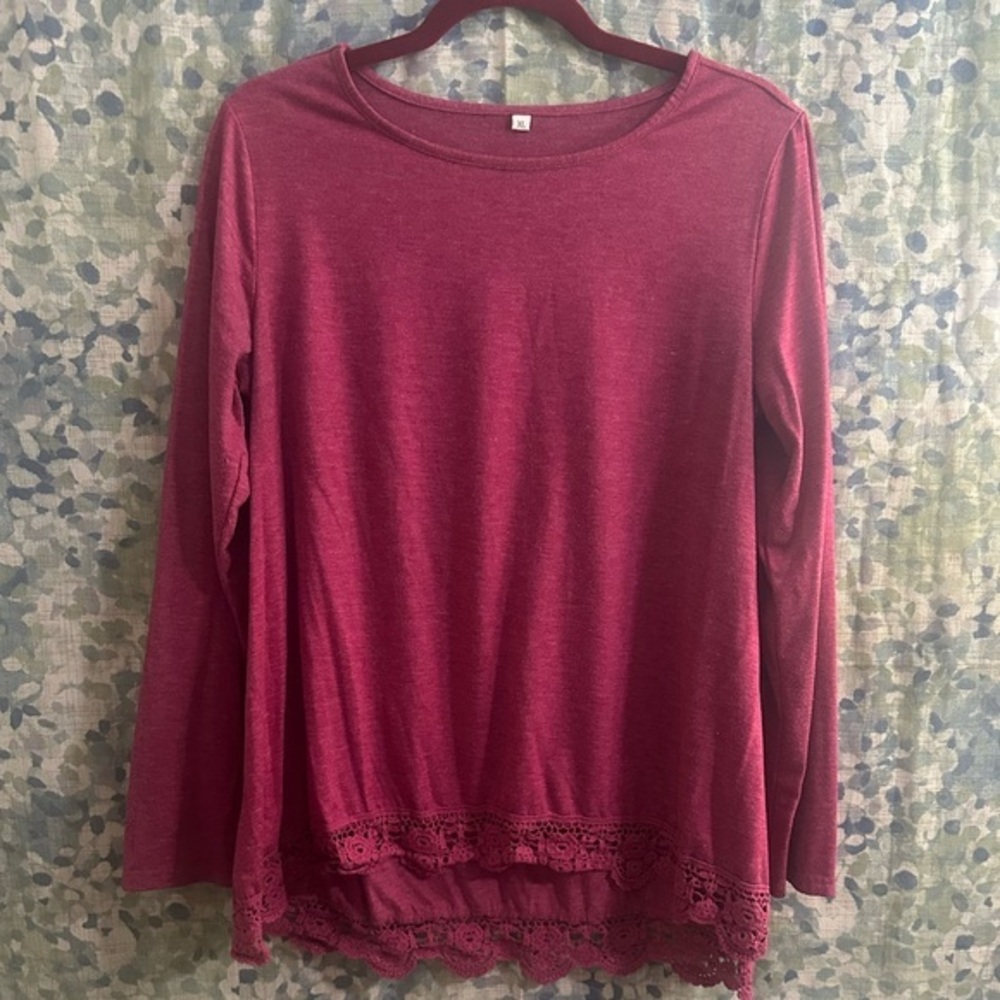 Fuchsia High Low Long Sleeve Top XL